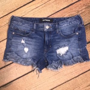 Express distressed jean shorts